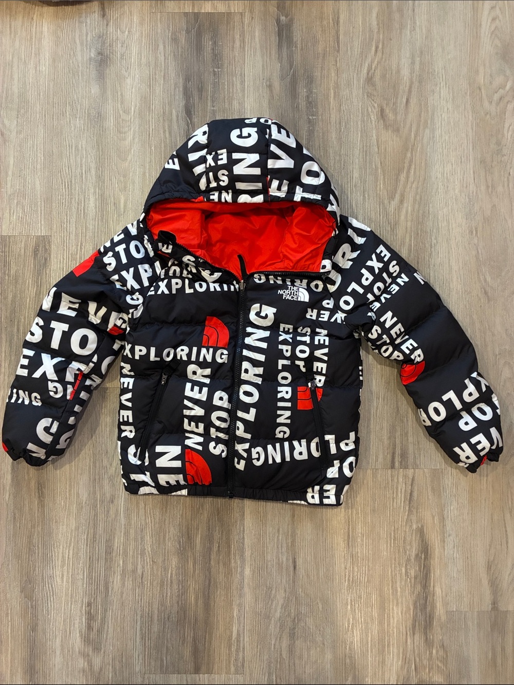 The North Face Kids Black & Red 'Never Stop Exploring' Puffer Jacket